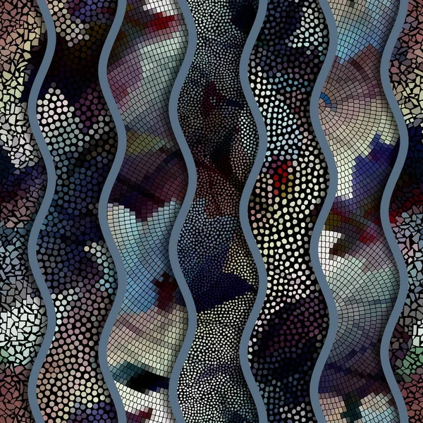 Kabartma dalgalar dekoratif mozaik döşeme desenleri