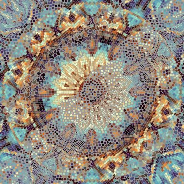 Kabartma dalgalar dekoratif mozaik döşeme desenleri