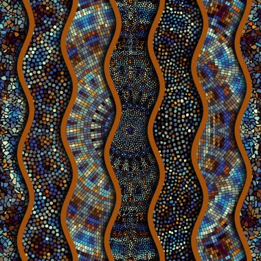 Kabartma dalgalar dekoratif mozaik döşeme desenleri