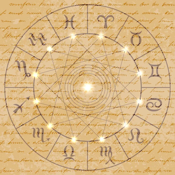 Cerchio magico con segno zodiacale . — Vettoriale Stock
