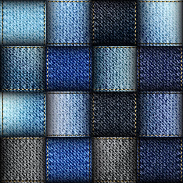 Jeans patchwork fundo . — Vetor de Stock