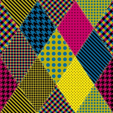 Geometrik patchwork desen bir kareler.