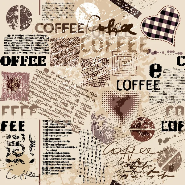 Kávu. Abstraktní kávová zrna na hnědém pozadí — Stockový vektor