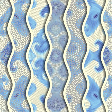 Kabartma dalgalar dekoratif mozaik döşeme desenleri