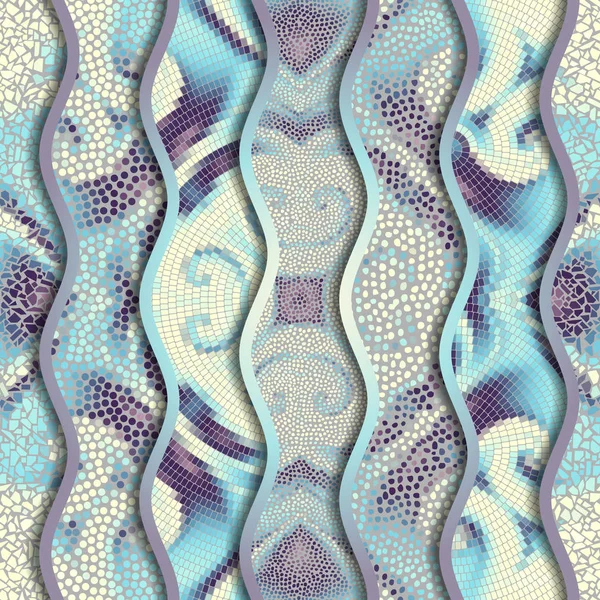 Kabartma dalgalar dekoratif mozaik döşeme desenleri