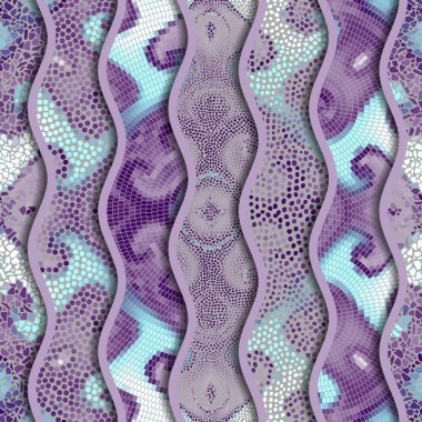 Kabartma dalgalar dekoratif mozaik döşeme desenleri