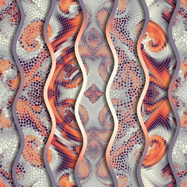 Kabartma dalgalar dekoratif mozaik döşeme desenleri