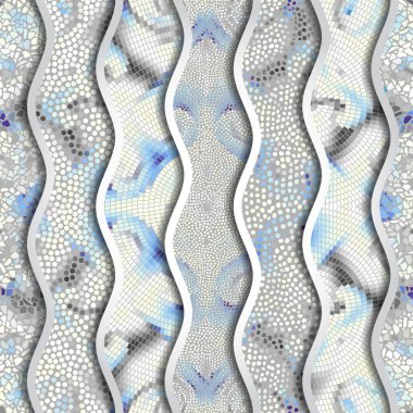 Kabartma dalgalar dekoratif mozaik döşeme desenleri