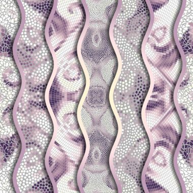 Kabartma dalgalar dekoratif mozaik döşeme desenleri