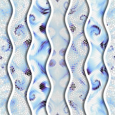 Kabartma dalgalar dekoratif mozaik döşeme desenleri