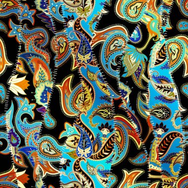 Geometrik patchwork desen dalgaların