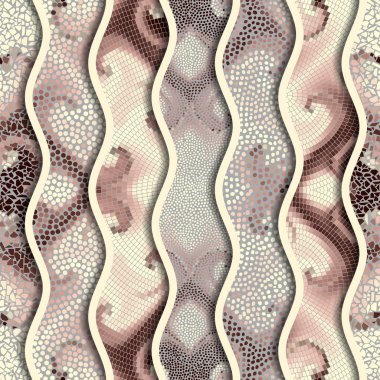 Kabartma dalgalar dekoratif mozaik döşeme desenleri