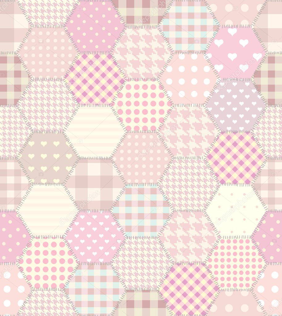 Geometric patchwork pattern of a squares.