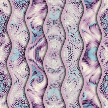 Kabartma dalgalar dekoratif mozaik döşeme desenleri