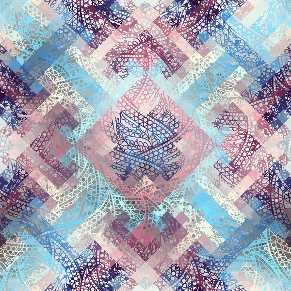 Grunge patrón étnico con ornamento paisley  . — Archivo Imágenes Vectoriales