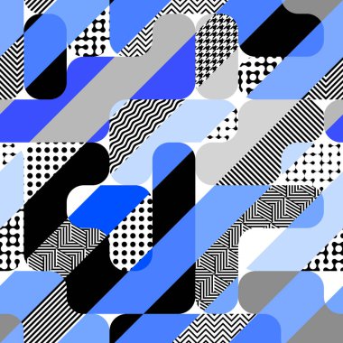 Yamalı kolaj biçiminde geometrik desen.