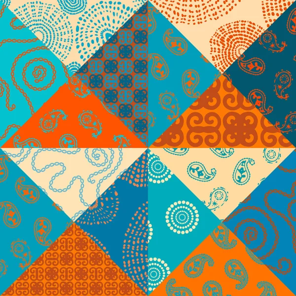 Patrón textil patchwork. Fondo de diseño de acolchado sin costuras. — Vector de stock