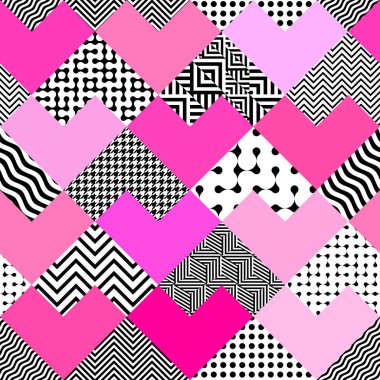 Yamalı kolaj biçiminde geometrik desen.