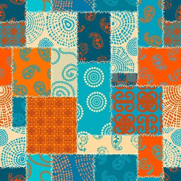 Patrón textil patchwork. Fondo de diseño de acolchado sin costuras. — Vector de stock