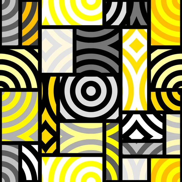 Patrón geométrico amarillo en un estilo collage patchwork . — Vector de stock