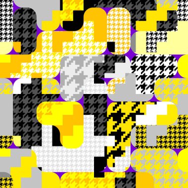 Yamalı kolaj tarzında klasik tazı dişi deseni.