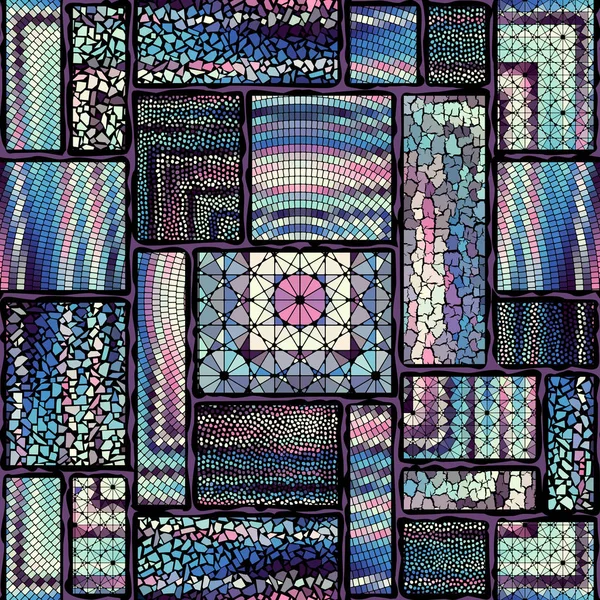 Ondes de soulagement de motifs de carreaux de mosaïque ornementale — Image vectorielle