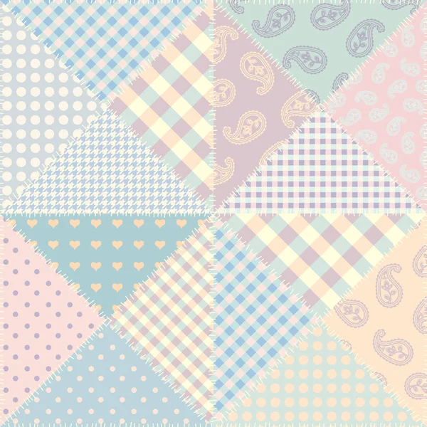 Patchwork vector patroon. Naadloze quilten ontwerp achtergrond. — Stockvector