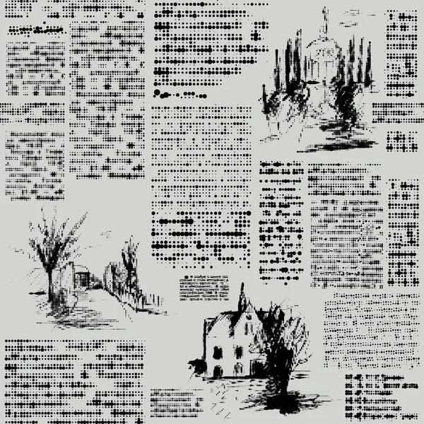Utánzás-egy absztrakt vintage újság. Olvashatatlan szöveg. — Stock Vector