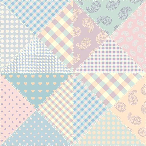 Patrón de vector patchwork. Fondo de diseño de acolchado sin costuras . — Archivo Imágenes Vectoriales