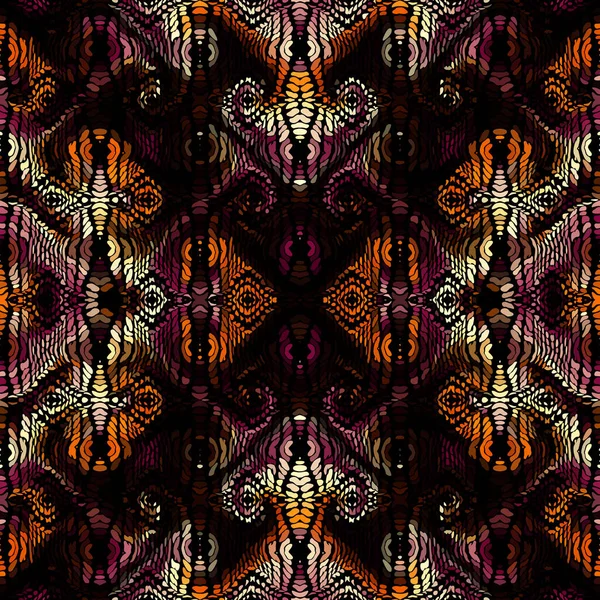 Fundo Sem Emenda Padrão Tribal Simétrico Abstracto Imagem Vetorial —  Vetores de Stock