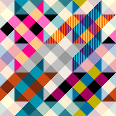 Kusursuz geometrik desen. Yama tarzında klasik tazı dişi deseni. Vektör resmi.