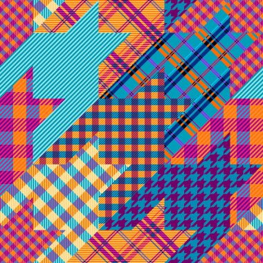 Kusursuz geometrik desen. Yama tarzında klasik tazı dişi deseni. Vektör resmi.