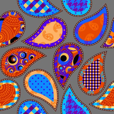 Kusursuz bir arka plan modeli. Tekstil yaması desenli desenli. Vektör resmi