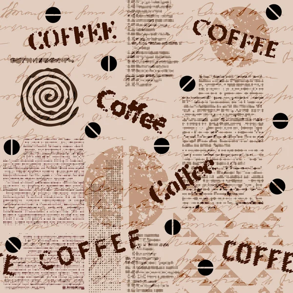 Café Patrón Café Abstracto Con Letras Patrón Vector Inconsútil — Archivo Imágenes Vectoriales