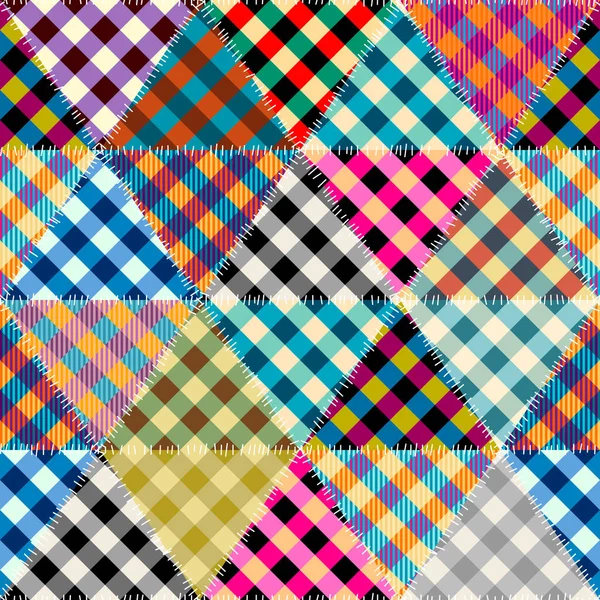无缝隙背景图 拼凑成格子图案的纺织品 矢量图像 — 图库矢量图片