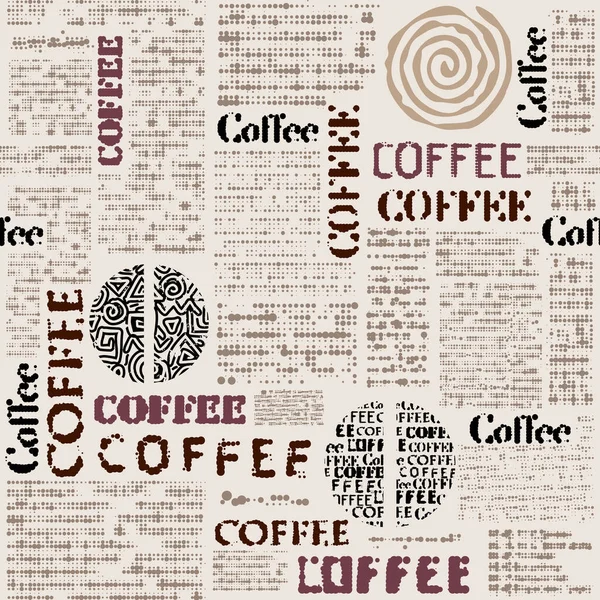 Café Patrón Café Abstracto Con Letras Patrón Vector Inconsútil — Vector de stock