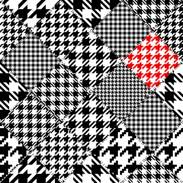 Modèle classique de dents de chien dans un style de collage patchwork. — Image vectorielle