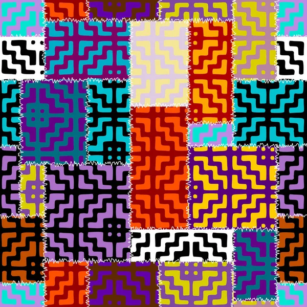 Modèle Fond Sans Couture Modèle Ethnique Tribal Abstrait Patchwork Image — Image vectorielle