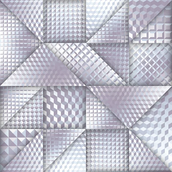 Papiergeschnittene Formen Gestalten Muster Nahtlose Vektorgeometrische Muster Patchwork Block Schichtung — Stockvektor