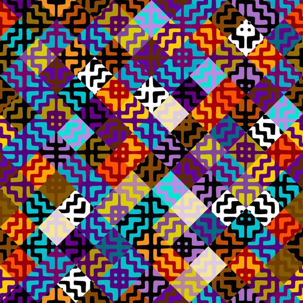 Modèle Fond Sans Couture Modèle Ethnique Tribal Abstrait Patchwork Image — Image vectorielle