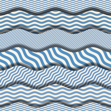 Kusursuz desen. Deniz tarzında dalgalı desen. Vektör illüstrasyonu.