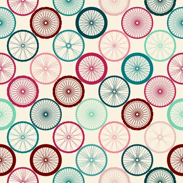 Seamless Background Pattern Pattern Bycicles Wheels Vector Inage — Stock Vector