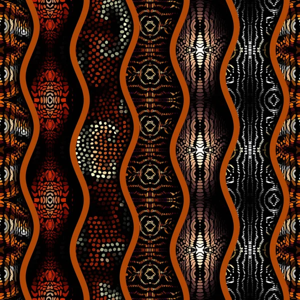 Patrón Fondo Sin Costuras Patrón Tribal Mosaico Marrón Abstracto Imagen — Vector de stock