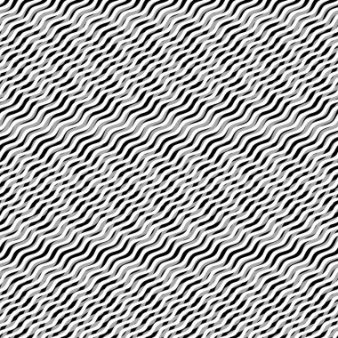 Siyah dalgalı köşegen desen. Moire 'ın etkisi. Vektör illüstrasyonu.