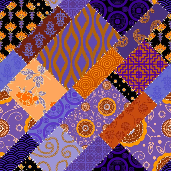 Nahtloses Hintergrundmuster Textile Patchwork Muster Vektorbild — Stockvektor