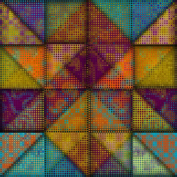 Pola Geometris Abstrak Dalam Gaya Poly Rendah Gaya Seni Piksel - Stok Vektor
