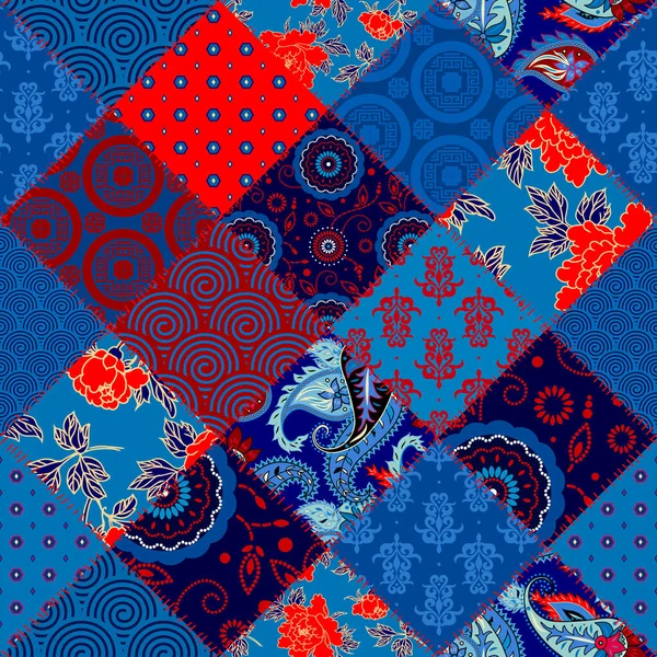 Nahtloses Hintergrundmuster Textile Patchwork Muster Vektorbild — Stockvektor