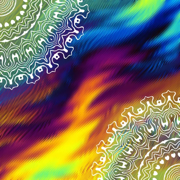 Partes Blancas Mandala Patrón Abstracto Estilo Polivinílico Bajo Patrón Tiras — Archivo Imágenes Vectoriales