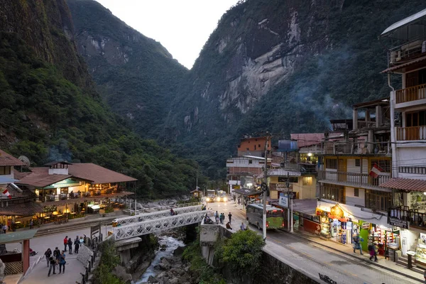 Aguas Calientes, Peru - 06 / 07 / 2019: Aguas Calientes 'in görüşü
