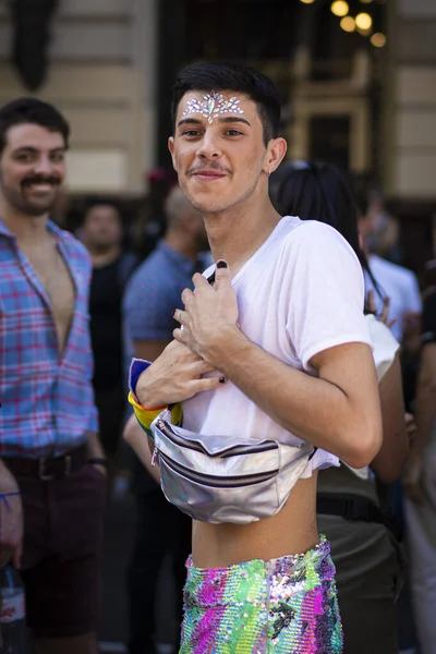 Buenos Aires Argentina 2019 Man Posing Pride Parade Buenos Aires — стоковое фото